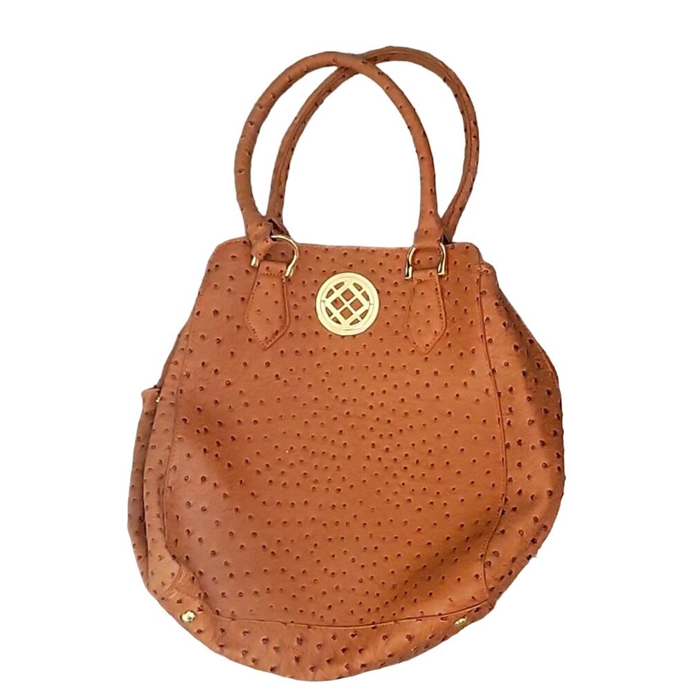 Womens London Fog Ostrich Print‎ Leather Handbag